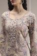 Purple Cotton Printed Embroidered Unstitched Suit Set image number 2