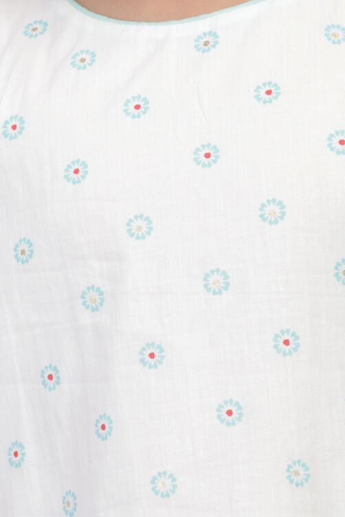 White Straight Cotton Kurta Churidar Suit Set image number 1