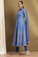 Plum Cotton Printed Anarkali Suit Set image number 3