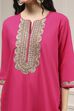 Fuchsia Cotton Solid Straight Kurta image number 1
