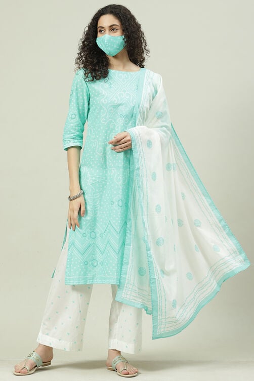 Pink Printed Cotton Straight Kurta Palazzo Suit Set image number 7