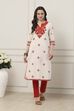 Ivory & Orange Cotton Ethnic Motif Printed Straight Kurta image number 5