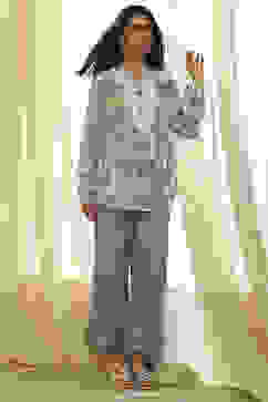 Dull Blue Solid Straight Palazzo image number 0