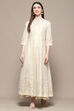 White Polyester Blend Straight Dress image number 5