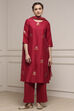 Lavender Chanderi Relaxed Dyed Kurta Pants Set image number 6