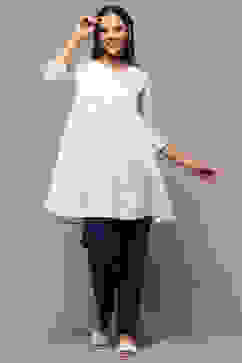 White Cotton Straight Kurta image number 0