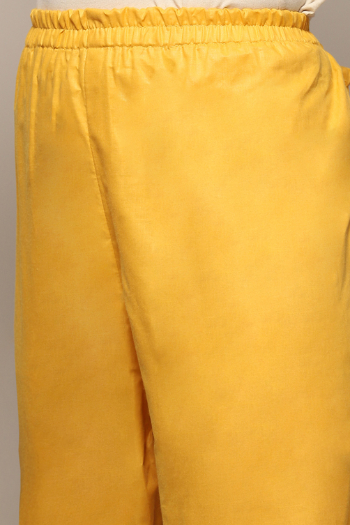 Mustard Cotton Blend Digital Print Unstitched Suit Set image number 3