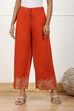 Blue Jacquard Solid Straight Palazzo Pants image number 4