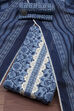 Indigo Cotton Screen Print Unstitched Suit Set image number 0