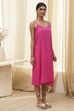 Pink Cotton Floral Printed Tiered Dress image number 6