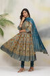 Fuchsia Cotton Anarkali Kurta Churidar Suit Set image number 4