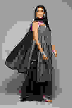 Indigo Cotton Straight Printed Kurta Sharara Suit Set image number 6