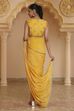 Yellow Art Silk Gathered Gown Saree image number 3