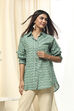 Green Cotton Printed Straight Shirt image number 5