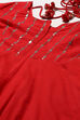 Red Cambric Anarkali Kurta Churidar Suit Set image number 1