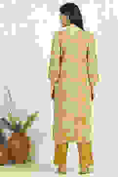 Yellow Cotton Floral Printed Unstitched Suit Set image number 5