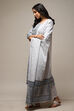 Grey Cotton Hand Block Print Unstitched Suit Set image number 6
