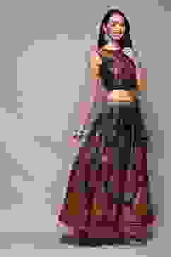 Black Poly Dupion Printed 2 Piece Set image number 5