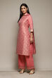 Mustard Cotton Blend Straight Yarndyed Kurta Palazzo Suit Set image number 5