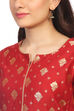 Red Poly Metallic Cotton Straight Printed Kurta image number 1