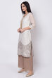 Off White Poly Cotton Straight Kurta Palazzo Suit Set image number 3