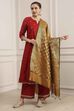 Mustard Polyester Yarndyed Dupatta image number 1