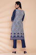 Navy Blue Cotton Straight Printed Kurta image number 5