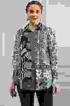 Black Cotton Printed Straight Shirt image number 5