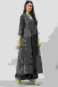 Charcoal Art Silk with Cape Printed Dress image number 6