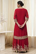 Red Embroidered Straight Suit Set image number 4