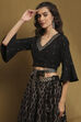 Black Hand-Block Printed Festive Crop Top image number 2
