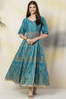 Fuchsia Anarkali Art Silk Printed Kurta image number 2