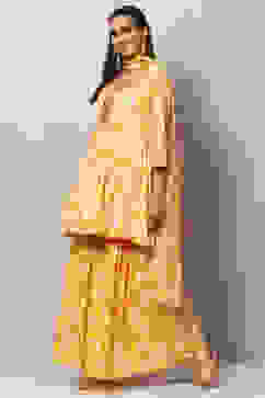 Yellow Cotton Kurta Kurta Garara Suit Set image number 5