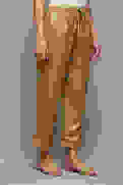 Antique Gold Polyester Slim Printed Pants image number 4