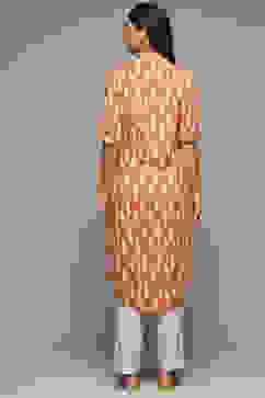 Orange Rayon Straight Printed Kurta image number 3