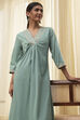 Dull Blue Pure Cotton Gathered Kurta image number 6