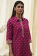 Plum Red Cotton Printed Kurta Set image number 1