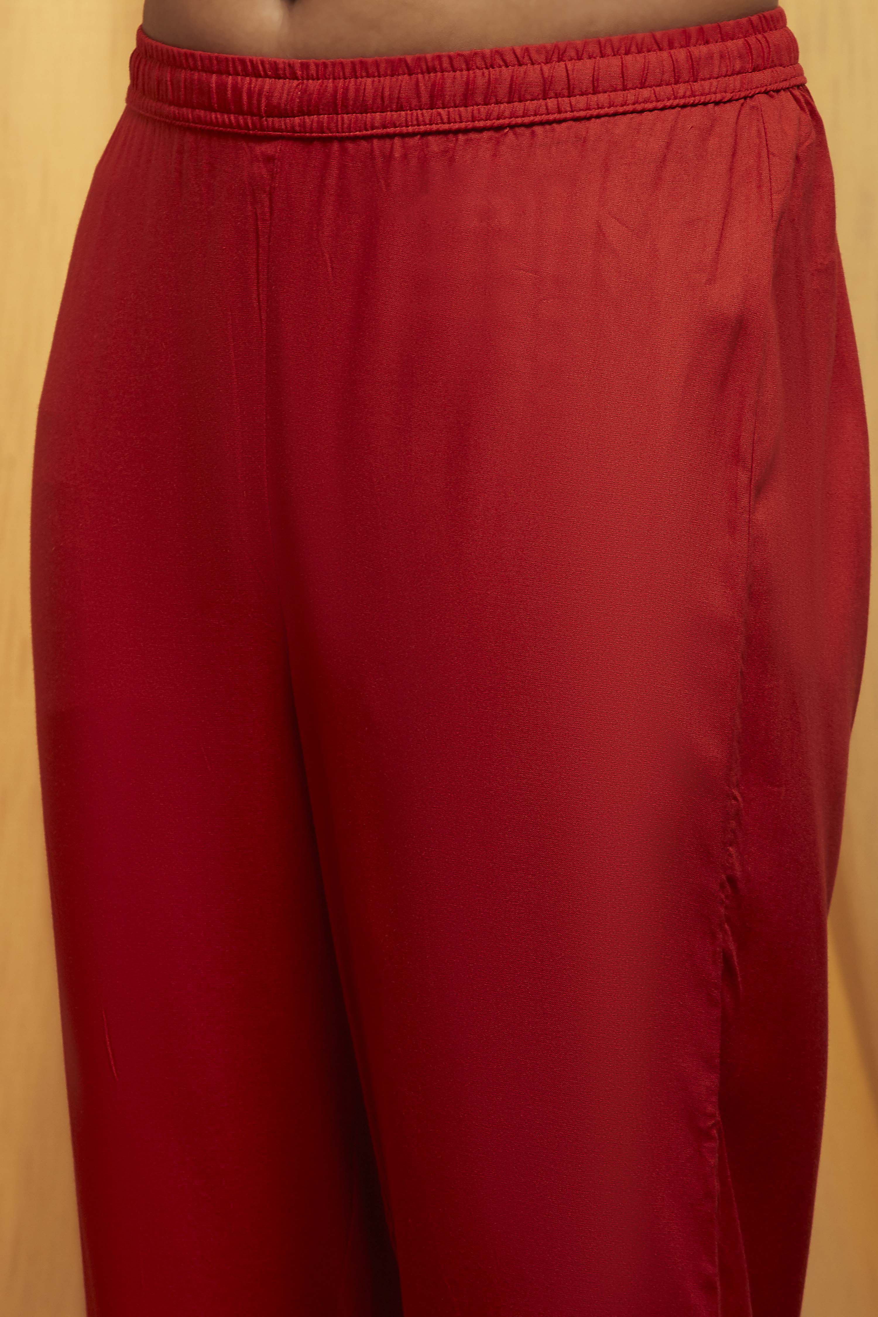 Burnt Orange Rayon Straight Kurta Pants Suit Set image number 2