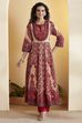 Rust Cotton Anarkali Kurta Pants Set