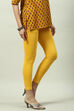 Off White Cotton Lycra Leggings image number 3
