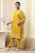 Mustard Yellow Printed Straight Suit Set image number 3