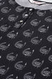 Black Straight Cotton Three Piece Printed Sleepwear Set image number 1