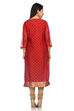 Red Poly Metallic Cotton Straight Printed Kurta image number 4