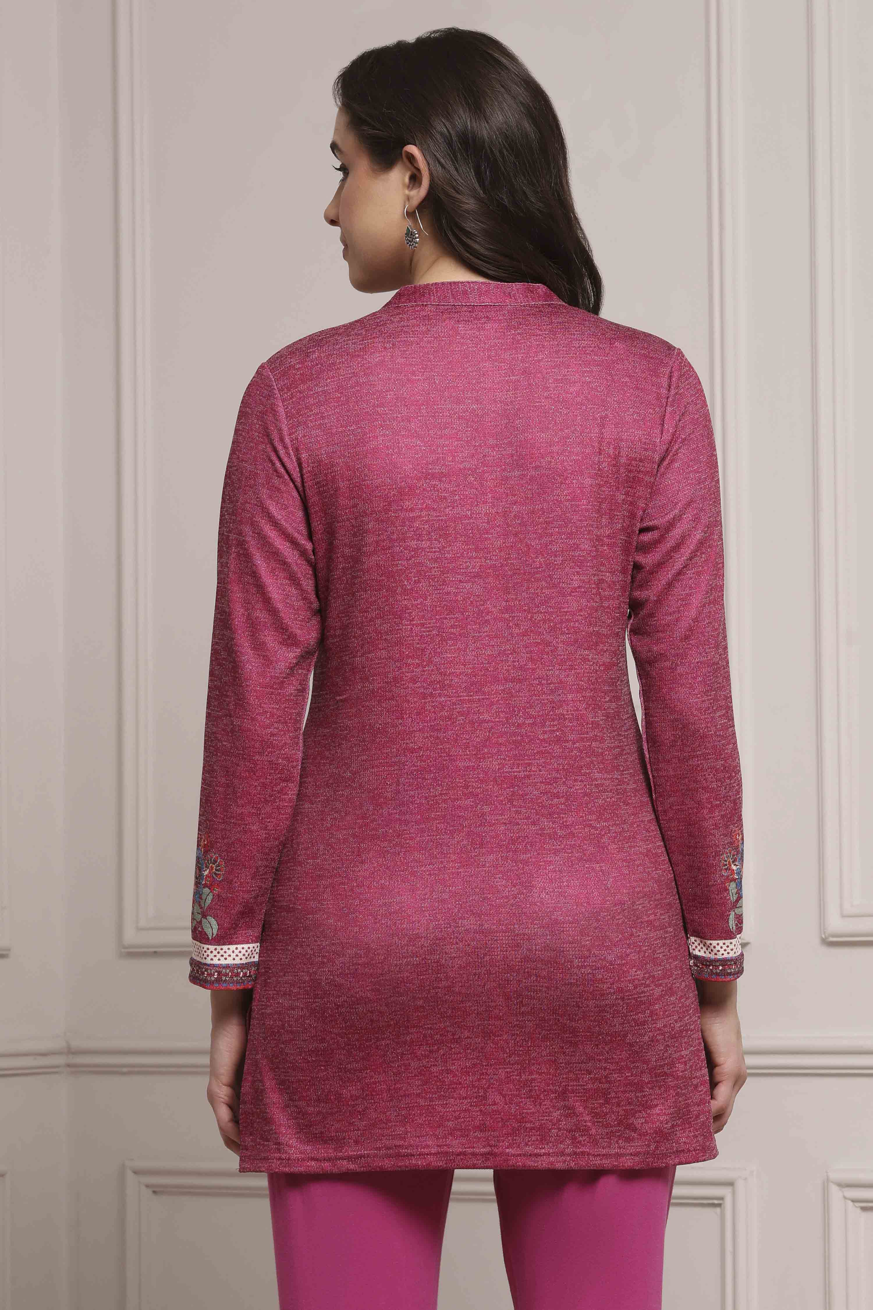 Pink Blended Printed Kurta image number 3