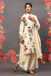 Off White Cotton Blend Straight Kurta Suit Set image number 0