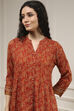 Rust Viscose Rayon Relaxed Printed Shirt image number 1