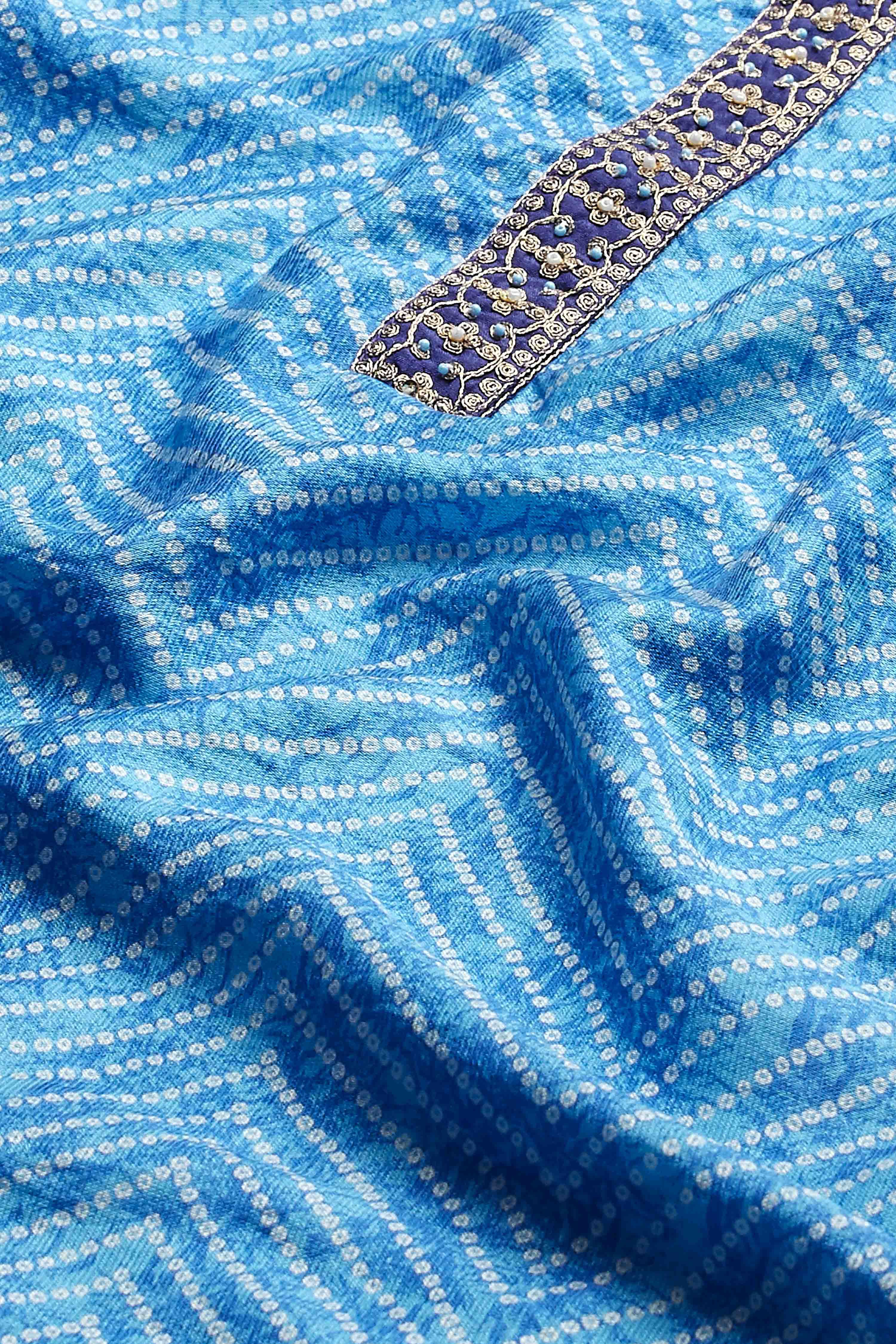 Blue Viscose Rayon Printed Suit Set image number 3