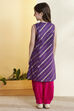 Purple Cotton Printed Straight Kurta Pants Set image number 5