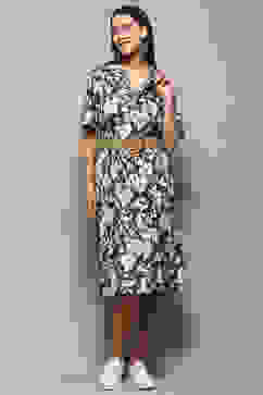 Dark Green Pure Cotton Floral Printed Straight Dress image number 0