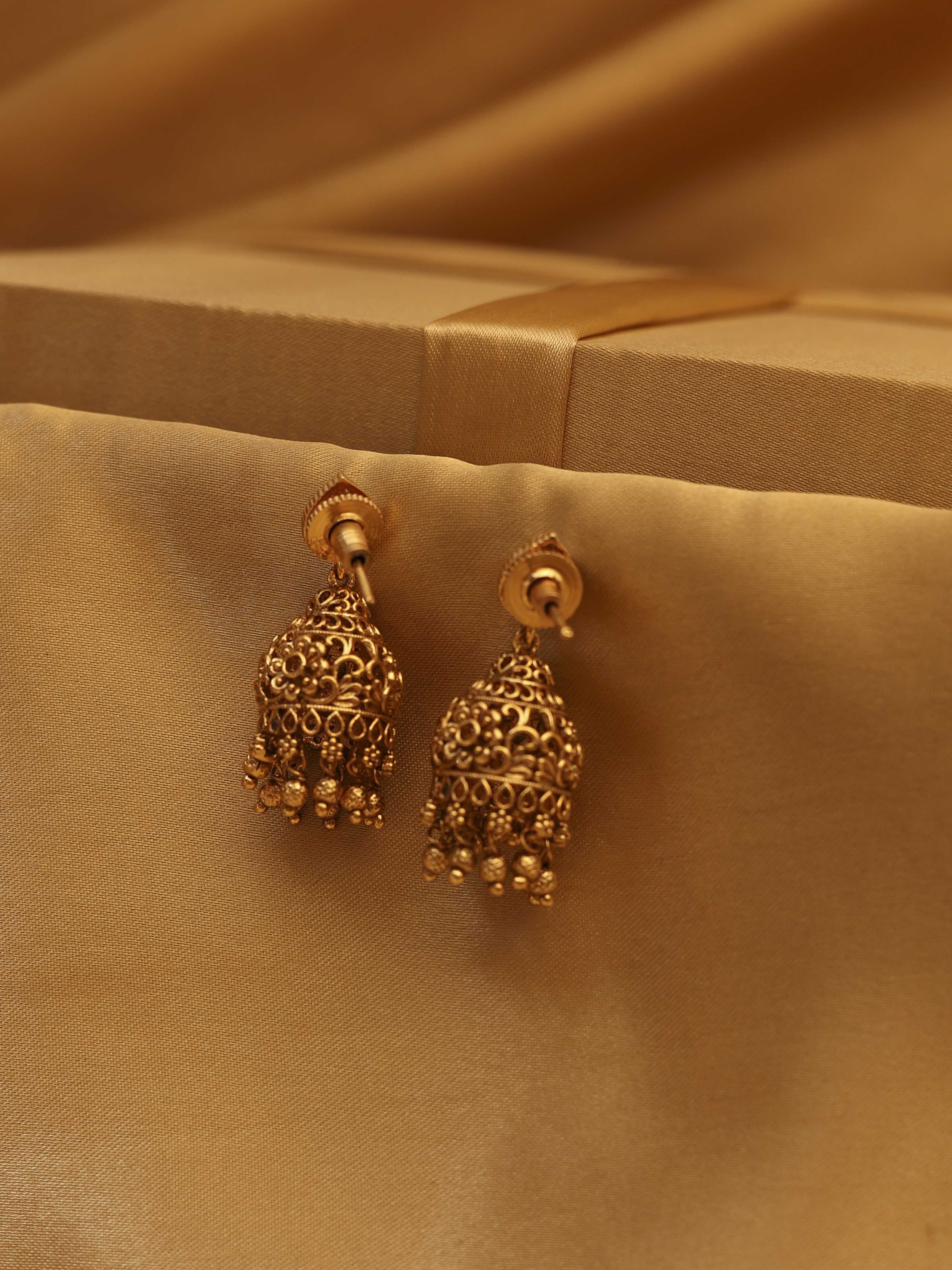 Red Gold Plated Brass Drop & Dangler Earrings image number 2
